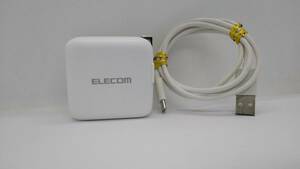 ●動作OK！ELECOM　エレコム　USB Power Delivery 65W AC充電器(65W/C×1、A×1)　GN-004P3-US　 社外 Type-C to A　ケーブル付き C　　