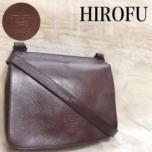 HIROFU Hirofu H Logo all leather shoulder bag Cross body tea color 