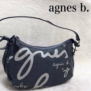  beautiful goods Agnes B monogram Denim style canvas shoulder bag hand 