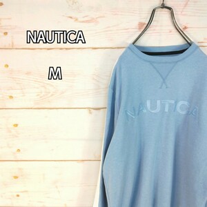 NAUTICA ノーティカ スウェット トレーナー 刺繍 ビッグロゴ スリーブライン ライトブルー系 他 メンズ Mサイズ