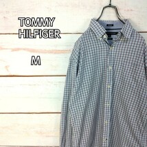 TOMMY HILFIGER トミーヒルフィガー 長袖ボタンダウンシャツ フラッグ刺繍 チェック柄 メンズ Mサイズ_画像1