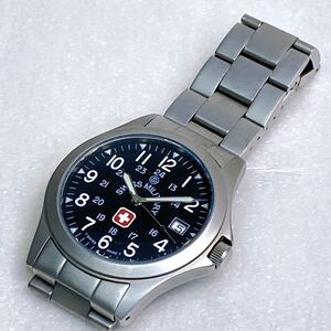 スイスミリタリー SWISS MILITARY 8304 クォーツ メンズ腕時計 デイト ホワイト文字盤 【電池切れ？】