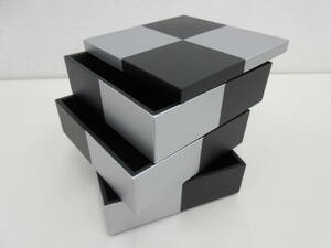 Kaze-ya style multi-tiered food box city pine 4.0 three step -ply black KZ2168 north city lacquer ware shop box attaching 