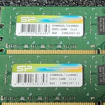 SiliconPower DDR3-1600MHz 16GB (8GB×2枚キット) SP008GBLTU160N02 動作確認済み デスクトップ用 PCメモリ _画像2
