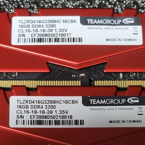 TEAMGROUP T-FORCE VULCANZ DDR4-3200MHz 32GB (16GB×2枚キット) TLZRD416G3200HC16CBK 動作確認済み デスクトップ用 PCメモリ の画像3
