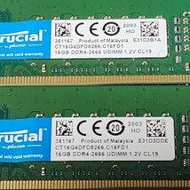 CRUCIAL DDR4-2666MHz 64GB (16GB×4枚キット) CT16G4DFD8266.C16FD1 動作確認済み デスクトップ用 PCメモリ _画像3