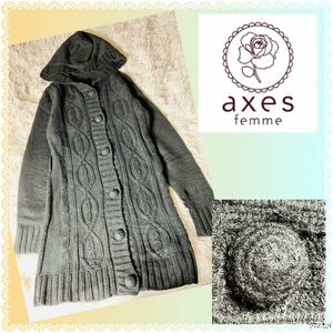  axes femme * with a hood .* cable braided * long knitted cardigan * sweater 