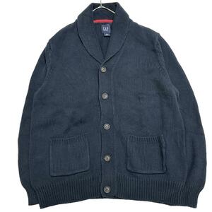 GAP コットン ニットカーディガン 無地 ショールカラー US古着d92 XL相当