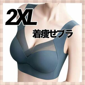 着痩せブラ 胸を小さく見せる ノンワイヤー ナイトブラ シームレス 灰色 2XL