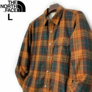 1円～!売切!【正規新品】THE NORTH FACE◆CAMPSHIRE SHIRT シェルパ フリースジャケット もこもこ ボア US限定(L)茶 チェック柄 181024-55