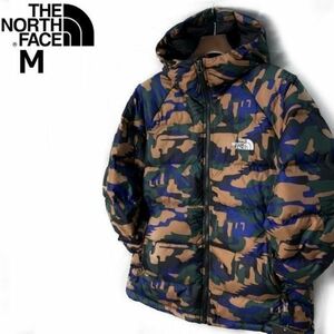 1円～!売切!【正規新品】THE NORTH FACE◆PRINTED HYDRENALITE HOODIE ダウンジャケット US 防寒 2022-23最新(M)茶 黒 迷彩柄 190122-130