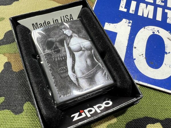 ●新品●送料込●絶版/セクシーレディーとスカルの ジッポーライター mercismith2zippo Z218-098032/SEXY/girl/lingerie/skull