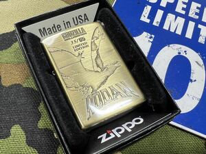 ●新品/激レア! ゴジラ 65周年記念/表はラドンの65個限定生産 ブラス ジッポーライター mercismith2zippo シリアル /No.35 GODZILLA