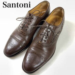 SANTONI サントーニ セミブローグストレートチップ 内羽 メダリオン 6 1/2 B4605