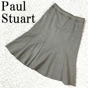 Paul Stuart ポールスチュアート スカート ブラウンウール カシミヤ 6 B4663