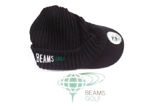 ★美品★BEAMS GOLF × NEWERA ビームス ゴルフ ニューエラ ロゴデザイン 裏地フリース ツバ付き ニットキャップ 