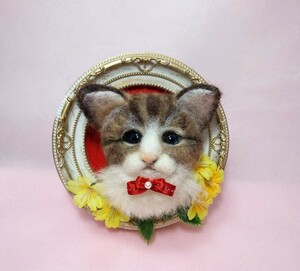 Art hand Auction 羊毛フェルト 猫 ネコ ねこ フォトフレーム ミニチュア ハンドメイド インテリア, おもちゃ, ゲーム, ぬいぐるみ, 羊毛フェルト