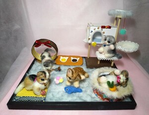 Art hand Auction 毛毡羊毛猫宠物猫塔玩具微型娃娃屋手工制作室内, 玩具, 游戏, 毛绒玩具, 羊毛毡