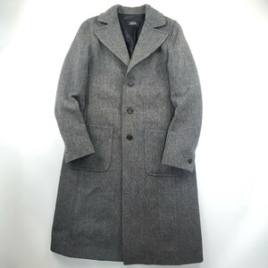 ◇c 【洗練されたデザイン】 アーペーセー A.P.C. ヘリンボーン チェスターコート Mサイズ 紳士服 メンズ アウター フランス製