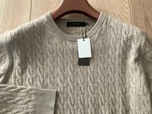 新品訳有り ARTISAN MEN アルチザン メン カシミヤ100% クルーネック ケーブルニット Mサイズ 15キャメル 34KE01 定価36,300円_画像2