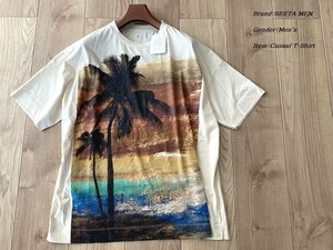 新品 COMME CA BEETA MEN ベータメン 日本製 パームツリー プリントTシャツ 15ベージュ F(M)サイズ 10TY12 定価31,900円