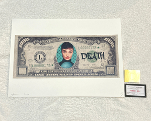世界限定100枚 DEATH NYC オードリー・ヘップバーン ヴィトン LOUISVUITTON 紙幣 ポップアート アートポスター 現代アート KAWS Banksy