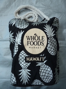 USED WHOLE FOODS MARKET KAILUA HAWAII トートバッグ 黒/シルバー/オフホワイト