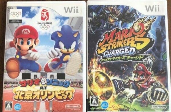 Wii マリオストライカーズチャージド+マリオ&ソニックAT北京オリンピック動作確認済み　送料無料