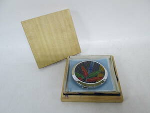 [0122i R8683]madoreyaMadoleya mirror attaching compact foundation case retro Vintage peace pattern tree box attaching 