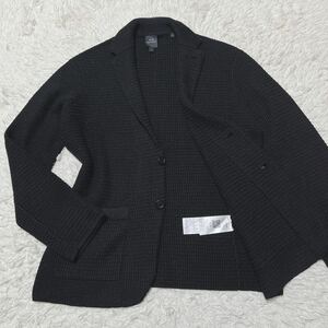 未使用級/Lサイズ●アルマーニ エクスチェンジ ニット編み ジャケット カーディガン ARMANI EXCHANGE セーター 霜降り　肉厚　ブラック