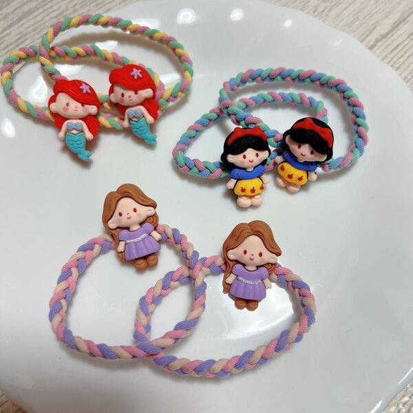 新品 キッズヘアゴム 3点セット 6本 可愛い ディズニープリンセス