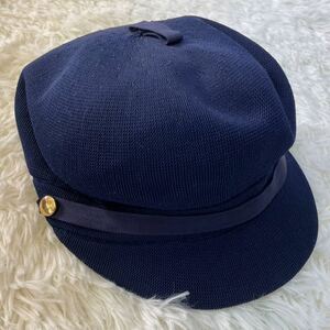  beautiful goods KANGOL Kangol Britain made beret hunting cap cap hat navy gold button approximately 56-58cm