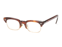 ジャンク 鼈甲 ブロー型 眼鏡 金製フレーム(K18?)　a678_画像1
