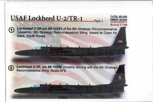 1/48 Print Scaleプリントスケールデカール　48-246　USAF Lockheed U2/TR-1 Part 1