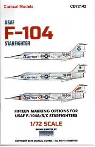 1/72 Caracal Models カラカルモデルスデカール CD72142 -USAF F-104A/C Starfighter