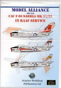 1/72　モデルアライアンス　デカール　ML72125 North-American F-86 Sabres Part 2. CAC F-86 SABRES Mk31/32 IN RAAF SERVICE