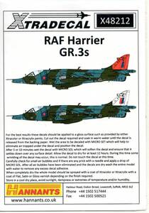 1/48　エクストラデカール　Xtradecal X48212　RAF Harrier GR.3s