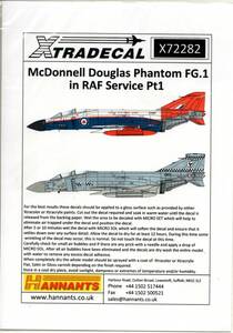 1/72　エクストラデカール　1/72　エクストラデカール　Xtradecal X72282　McDonnell-Douglas Phantom FG.1 in RAF service Pt 1