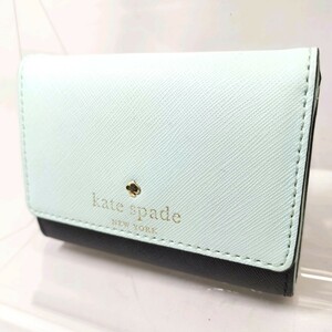 A Φ【商品ランク:B】 ケイトスペード kate spade スペード ロゴ刻印 ゴールド金具 レザー 2つ折り 財布 ミニウォレット 小銭入れあり 