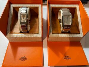 電池交換済み Hermes エルメス ペアウオッチ タンデム メンズ+レディース 2本セット