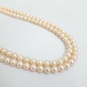 真珠 パール 2連 ネックレス 留め具シルバー刻印 パールサイズ 約6mm 約46.8g アクセサリー フォーマル
