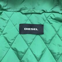 極美品 希少Lサイズ 2way キルティング ディーゼル DIESEL ダウン ロング ブルゾン コート アウター ジャケット グリーン 背面プリント_画像9