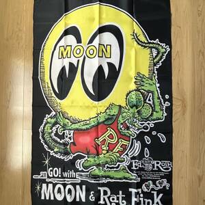 MOONEYERS＆RAT FINK U＿A6 90×150 ムーンアイズ ラットフィンク バナー ガレージ雑貨 旗 ホットロド バナー ラッグ アメリカン雑貨 販促