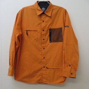 X431★コンバース　ポケット多い ワークシャツ風 長袖シャツ オレンジ メンズLL 1/4★A