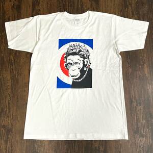 BANKSY・MONKY QUEEN・モンキークイーン・エリザベス女王・Tシャツ・白・L