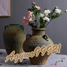 家庭装飾陶磁器花瓶、両耳花瓶、復古手作り花瓶、結婚式食卓パーティー花瓶リビングオフィス寝室棚装飾 (Size : 25x35cm)_画像3