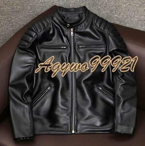 大人気 新品　ハレーバイクレザージャケット 上品　本革 高級　羊革　ライダースジャケット 革ジャン Ｓ～5XL　秋冬　黒