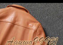 ファッション ライダースジャケット レザージャケット 牛革 vintage ヴィンテージ 本革 革ジャン メンズ20304050代 S~5XL 黄色 選択3XL_画像4