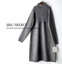 Jill.C［新品M～L］送料185円 伸縮◎リブ×スムース切替 ハイゲージニット*ストレッチ素材*プルオーバー*チュニックワンピ3741.CHARCOAL_画像2