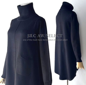 Jill.C［新品］ 送料185円 伸縮◎お洒落なアウトシームデザイン*サイドスリット＆バッックロング*プルオーバー*チュニックワンピ3728.bk